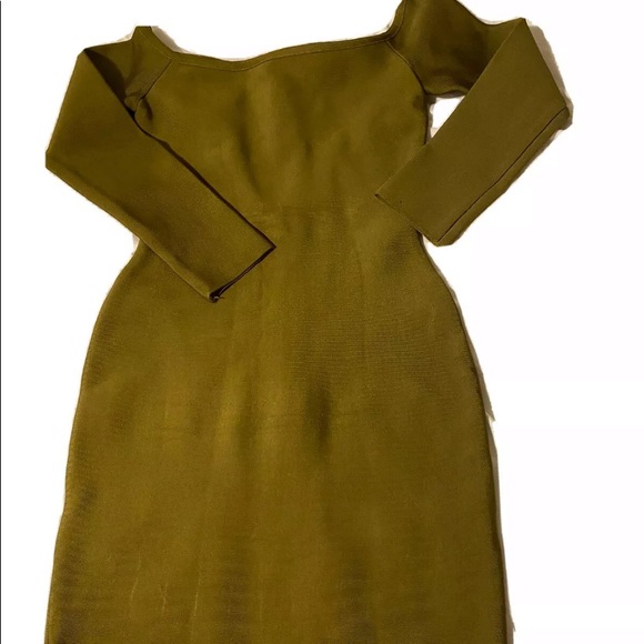 *Hot Miami Style Olive  Bandage Long Sleeve Bodycon Dress , Size: Small - Picture 2 of 5